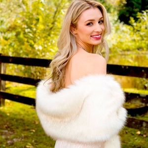Light Ivory faux fur wrap stole